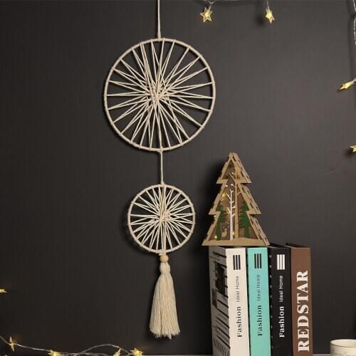 Modern Simple Tapestry Hand-woven Cotton And Linen Macrame Round Wall Hanging Background Decor Chic Gift Ornaments