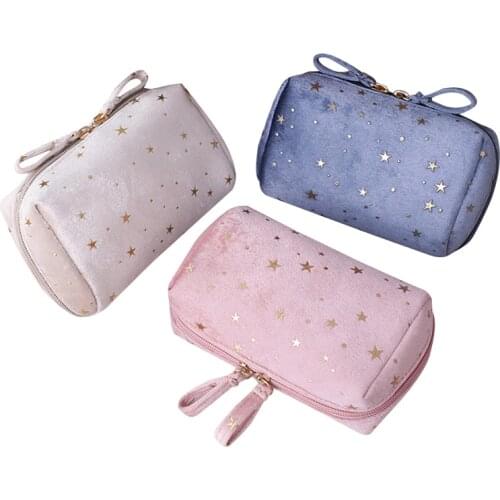 Cosmetic Bag Portable Star Patterns Makeup Bag Storage Case Handbag for Toiletries Cosmetics Blue/Pink/Khaki