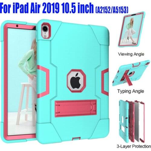 Heavy Duty Silicone Armor Stand Case For iPad Air 10.5 2019 TPU + PC Drop Proof Cover +Screen Protector ID702
