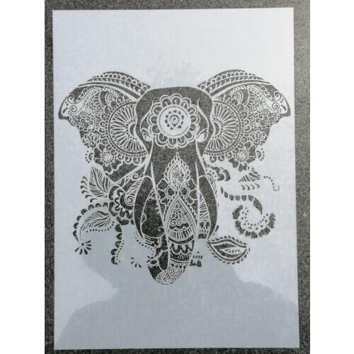 1pc Size A4 A3 A2 Elephant DIY Layering Mandala Stencils Wall Painting Scrapbook Coloring Embossing Album Decorative Template