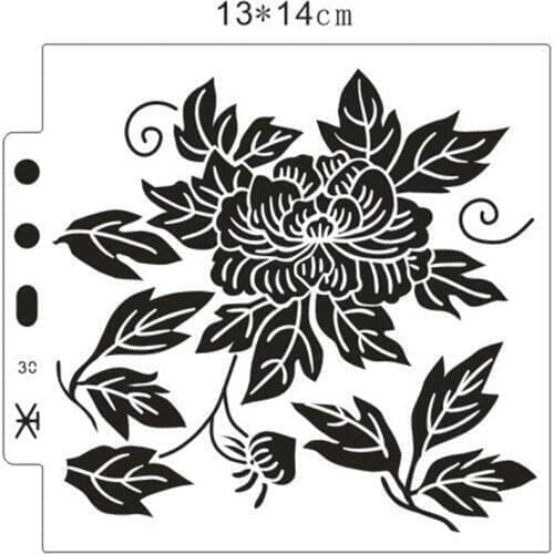 Rose branches 13*14cm scrapbook stencils spray plastic mold shield DIY cake hollow Embellishment printing lace ruler child toys