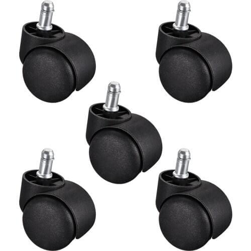 Uxcell 2-inch Swivel Casters Nylon Twin Wheels Universal 11mmx22mm Stem Caster Wheel Black 5pcs