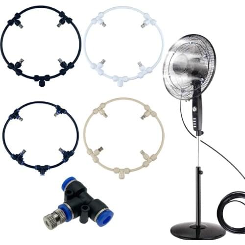 Summer Cooling Patio Breeze Fan Misting System With 6MM Quick Pushing Brass Nozzle 3/4'' Plastic Adapter 3 Meters