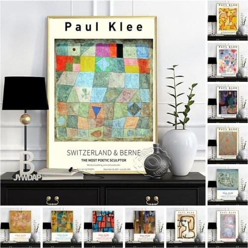 Paul Klee Museum Exhibition Poster, Characters In Yellow Oil Painting, Flora On Sand Art Prints, Klee Vintage Abstract Wall Art