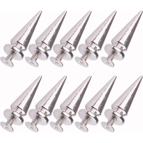 Height26mm/ base7mm Screwback Spike Cone Round Studs Rivet Nail Metal Bullet DIY Shoes Bag Belt Garment Punk Leathercraft 10pcs