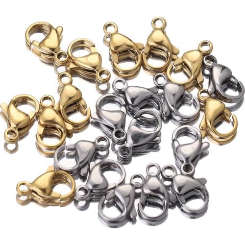 20pcs Lot Stainless Steel Lobster Clasp Jewelry Finding Clasp Hooks for Diy Necklace Bracelet Chain Making 9 10 12 15MM