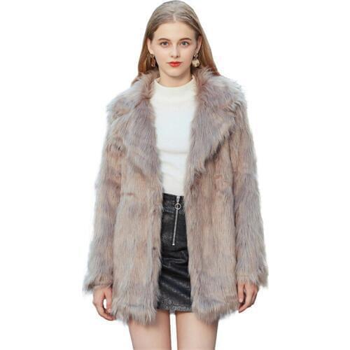 Fashion autumn winter coat women faux fox fur jacket suit collar outerwear khaki long hair faux fur coat plus size female 3021