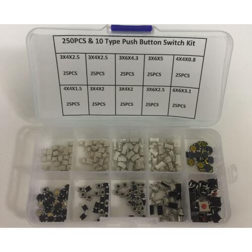 10 models 250 pcs Tactile Push Button Switch Micro Switch Car remote control button switches