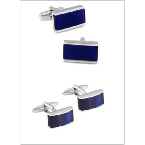 10pairs/lot Classic Rectangle Blue Opal Cufflinks Cats Eye Stone Cuff Links Business/Wedding Shirt Cuff Button Mens Jewelry