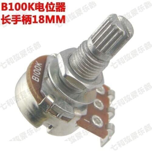 10 pcs b100k long Split shaft 18mm ELectric Bass Guitar Volume Tone Pots Audio Tone Switch Potentiometer
