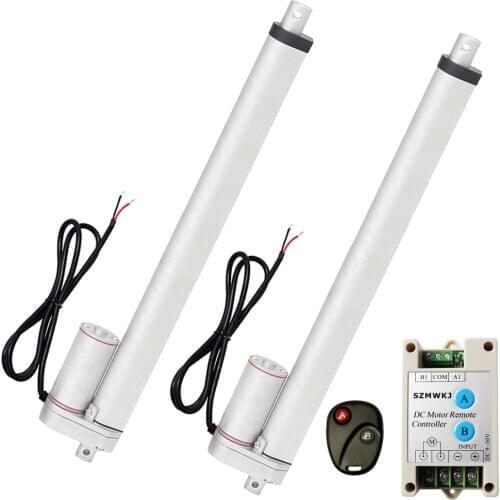 2PCS Multi-function 450mm/18" Stroke DC 12V Linear Actuator -1500N/330lbs DC Motor W/ Switchable Positive Inversion Controller