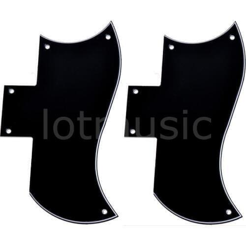 2Pcs Guitar Pickguard Standard 3-Ply Black 2 Holes For Electric Guitar Replacement