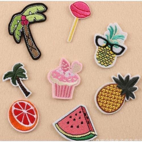 20pcs Food Clothes Patch Embroidered Patches Iron On Fabric Fruit Badges Iron On Cloth Stickers