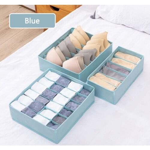 3 Pieces/set Fabric Multi-compartment Storage Box Panties, Socks, Underwear Storage Set, Foldable Compartment Drawer Storage Box
