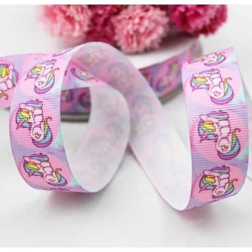 9mm/16mm/22mm/25mm/38mm/75mm Pink unicorn print grosgrain ribbon 10/25/50yards DIY gift wrap sewing wedding decor ribbon