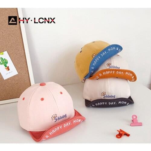 Spring Summer Baby Color Matching Letters Embroidery Soft Hat Brim Cap Boys Girls Cotton Breathable Outdoor Baseball Cap