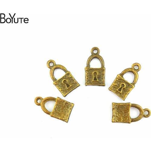 BoYuTe (50 Pieces /lot) 18*10MM Antique Bronze Plated Zinc Alloy Lock Charms Diy Jewelry Findings Jewelry Accessories Wholesale