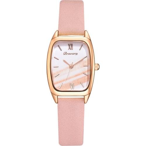 Ladies Watch Fashion Square Ladies Quartz Watch Leather Strap Green Blue Dial Simple Roman Scale Womens Watches Reloj Mujer