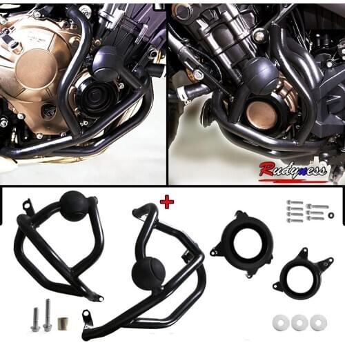 Black Engine Bumper Guard Crash Bars Sliders Protection And Black Startor Cover For HONDA CB650R 2019-2020