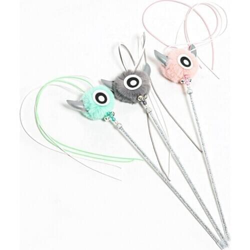 Interactive Cat Teaser Wand Toy With Tassel, Plush Attachment, Bell, Long Stick Kitten Play Supplies