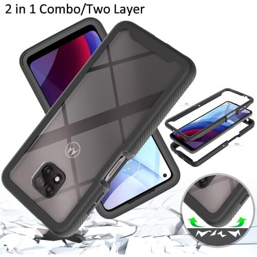 Combo Drop resistance Rugged Case For Motorola Moto G Power 2021 Heavy Duty Defender Armor Shield Anti-Skid Clear Cover