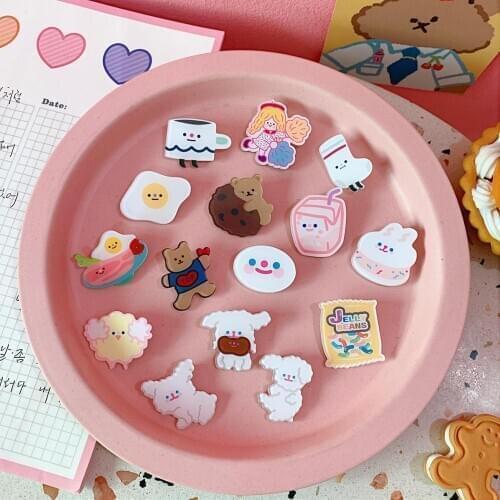 Harajuku Cartoon Cute Animal Badge Pins Cute Poached Egg Acrylic Badge Brooches Bag Clothes Brooches Jewelry Accessories