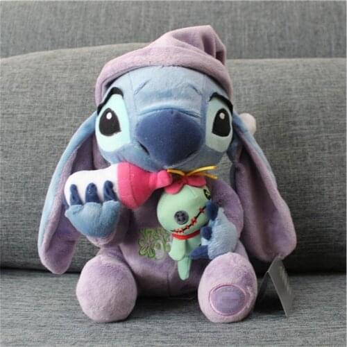 28CM Cute Lilo & Stitch Plush Toys Plush Toys Stich Holding Scrump Soft Stuffed Animal Dolls Kids Toys