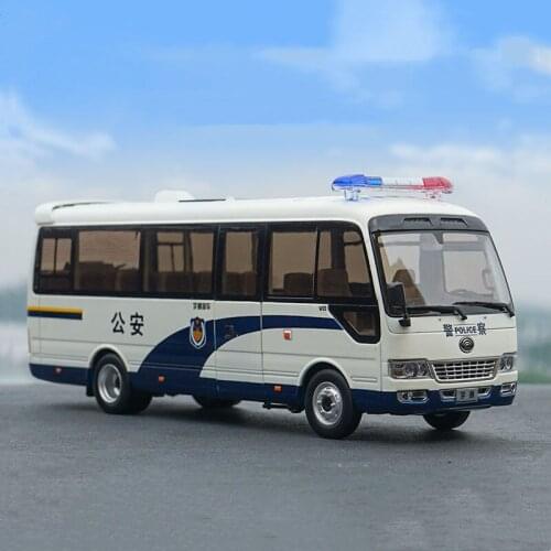 1/32 Yutong Bus T7 Commercial Vehicle Police Car Public Security Version Bus Alloy Casting Car Model Collection Childrens Toys