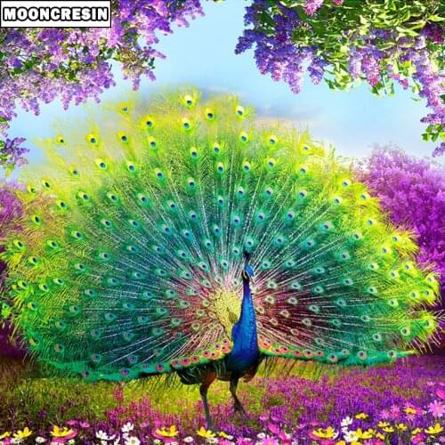 MOONCRESIN 5D Diy Diamond Painting Peacock Mosaic Diamond Embroidery Cross Stitch Arts Crafts Sewing Needlework Gift Decor Home