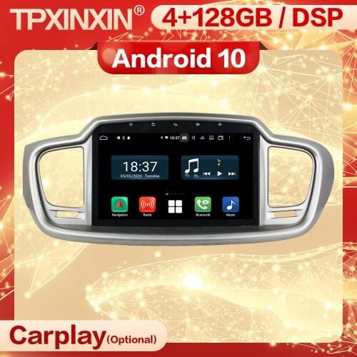 4+128G Carplay 2 Din Android 10 Multimedia Stereo Receiver For Kia SORENTO 2015 2016 GPS Navigation Radio Audio Player Head Unit