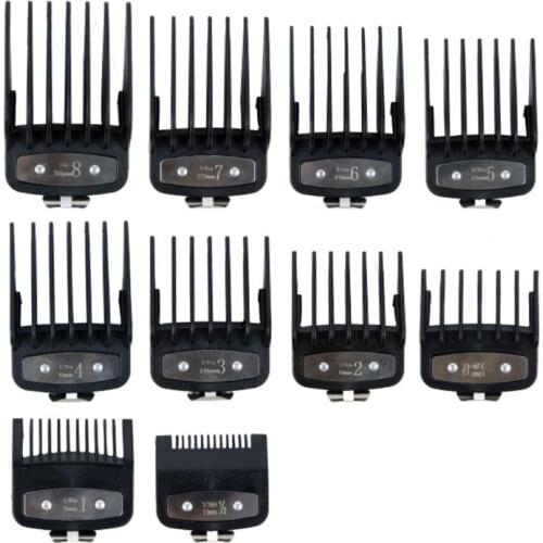 Hair Clipper Guide Comb Set Black Standard Guard Attach Trimmer Part for Most Size Trimmers Clippers