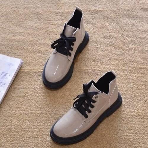 2021 New High Quality Flat Heel Martin Boots Thick Sole Lace-up Square Toe Shoes Ankle Boots Womens Leather Shoes PU