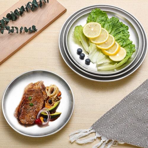 Stainless Steel Gold Trays Thickened Round Coffee Fruit Cake Candy Metal Plate Decorative Trays Decorative Kitchen Organizer