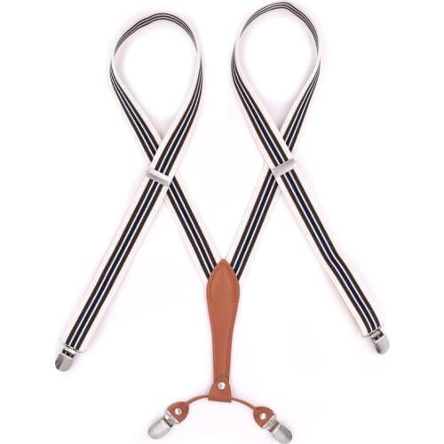 Leather Suspenders Mans Braces 4 Clips Adult Suspensorio Tirantes Hombre Elastic strap 2.5*105cm