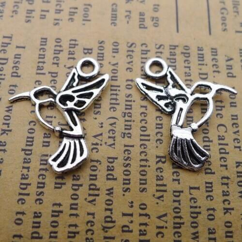 20 Pieces/Lot 18*18mm Antique Silver Plated Double Sided Metal Flying Bird Charms For Jewelry Making