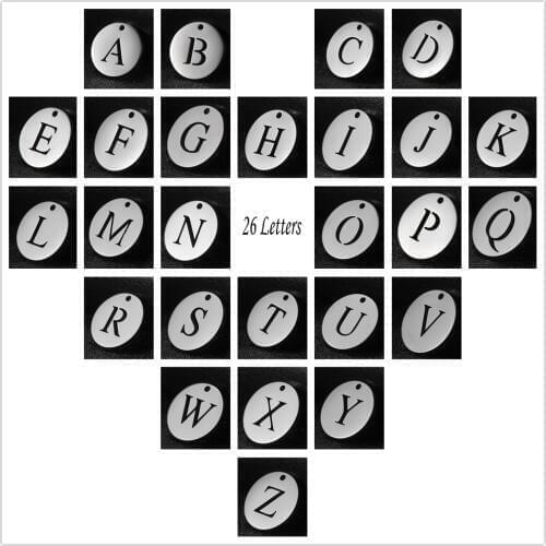 Skyrim 10 pcs/lot 26 Capital Letter Charm 316L Stainless Steel Alphabet Pendant for Necklace Bracelet Earring Jewelry Making
