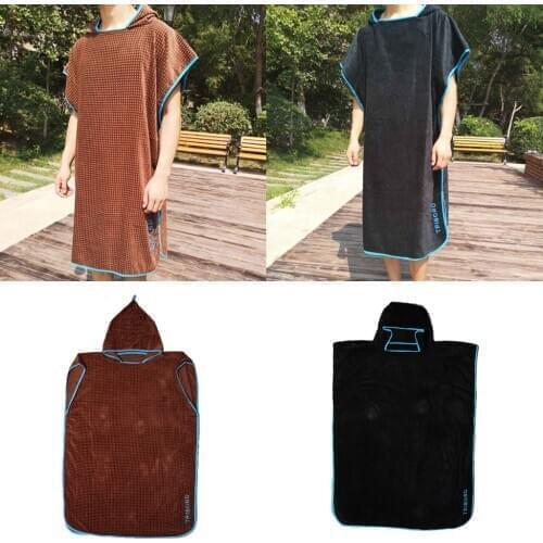 Poncho Changing Robe Towel Change Travel Swim Towel Hooded Bath Robe - Thick Absorbent 100% Cotton - Adult Size
