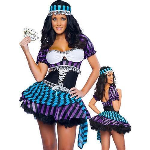 Hot Popular Extremely Sexy Cosplay Party Costumes 3S1251 Free Shipping Colorful Gypsy Girl Costume For Halloween
