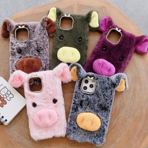Furry Protective Phone Case for Xiaomi 7 8 SE 9 Redmi 7A 8A Note 7 8 Pro 8T 9 9S X10 5G Shockproof Cover Soft Shell Cute Pig