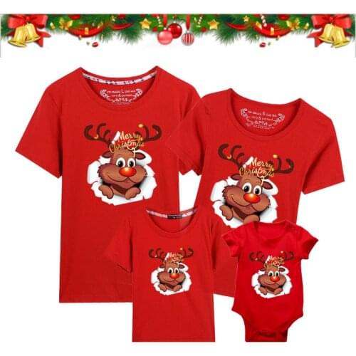Christmas Wear Funny Family Matching Clothes Adult KidsT-Shirts Red Print Tops Xmas Mommy and Me Clothes Baby Girl Boys Bodysuit