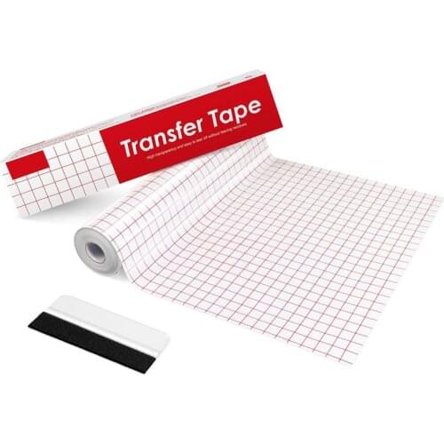 Transfer Tape Roll 30x1500cm Medium Tack Vinyl Transfer Tape 5 Mil Clear Transfer Paper Designed with 1/2" Grid Squares