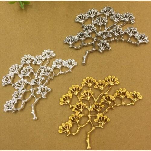 SEA MEW 20 PCS 66*53mm Fashion Metal Alloy Rhodium Gold Silver Color Tree Connectors Charm For Jewelry Making