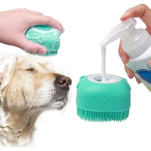 Cat Dog Shampoo Brush 2.7oz/80ml Cat Massage Comb Grooming Scrubber Brush for Bathing Short Hair Soft Silicone Rubber Brushes