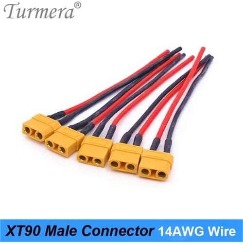 Connector Plug XT90 Male with Silicon 14AWG Wire for 18650 Battery Connector Wire about 15cm Length Turmera