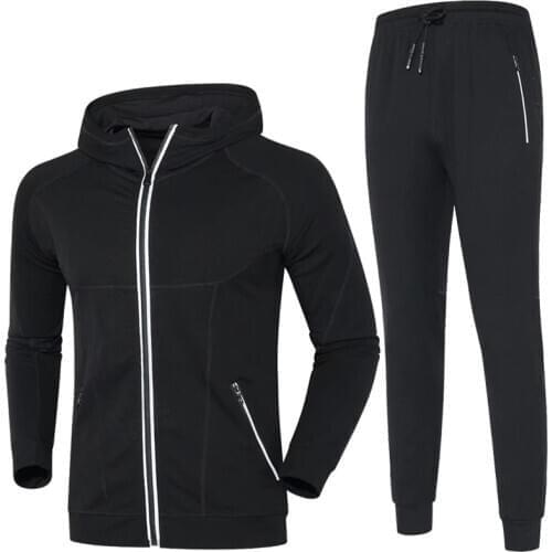 Sport Set Cardigan Hooded Thicker Warm Running Suits Gym Sportwear High Quality Sports Suit Men Running Jacket Training Pants