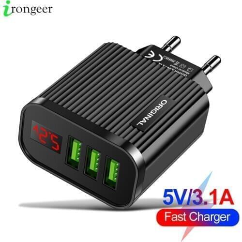 USB Charger LED Digital Display Quick Charge EU Mobile Phone For iPhone 12 Samsung S20 S9 Redmi K30 Charger Mobile Phone Adapter