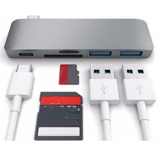5 In 1 USB-C Hub Type-C To USB 3.0+PD+SD+TF Card Reader Hub, USB 3.0 Ports Power Hub, Multifunctional Notebook Type-C Dock