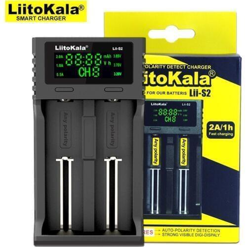 Liitokala Lii-S2 18650 Charger, Charging 18650 1.2v 3.7v 3.2v AA / AAA 26650 21700 NiMH Li-Ion Battery Charger