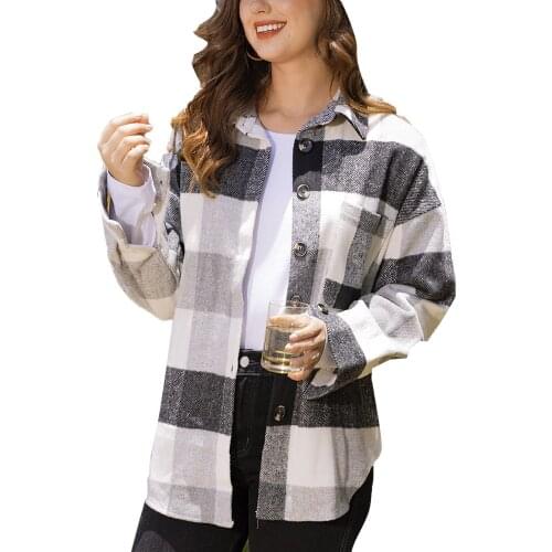 Winter Oversized Jackets Women Casual Long Sleeve Button Quilted Plaid Coats And Jackets For Women Fashion Veste Femme 2021
