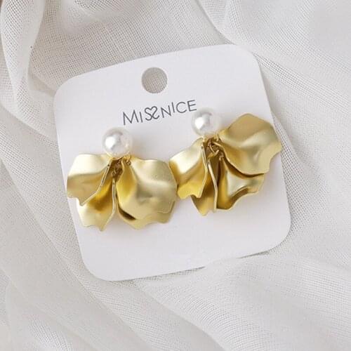 Gold Flower Drop Dangle Earring for Women Trendy Metal Floral Earrings Lady Party Jewelry Gift Pendientes Fashion Petal Earrings
